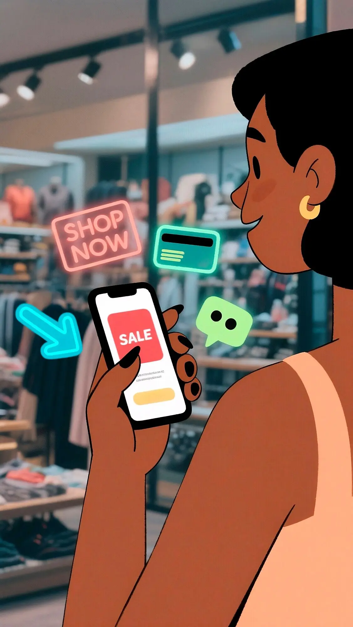 Frau beim Online-Einkauf mit dem Mobiltelefon